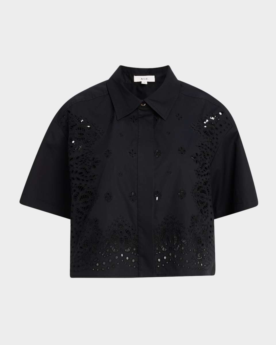 Jade Short-Sleeve Eyelet Top
